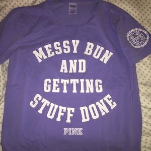 VS Pink Purple Tee XS Messy Bun